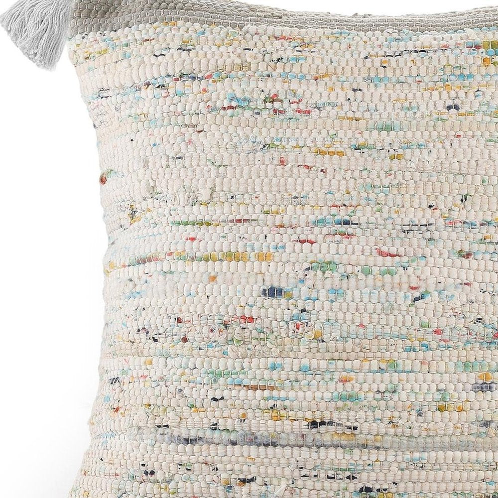 18" Gray White And Blue Color Block Cotton Throw Pillow Cover