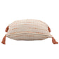 20" Ivory And Orange Striped Cotton Blend Throw Pillow Cover with Tassels