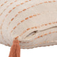20" Ivory And Orange Striped Cotton Blend Throw Pillow Cover with Tassels