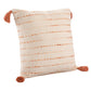 20" Beige And Orange Striped Cotton Blend Throw Pillow Cover