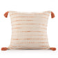 20" Ivory And Orange Striped Cotton Blend Throw Pillow Cover with Tassels