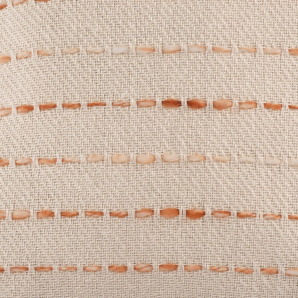 20" Beige And Orange Striped Cotton Blend Throw Pillow Cover