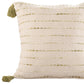 20" Green And Ivory Striped Cotton Blend Throw Pillow Cover with Tassels