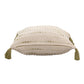 20" Green And Ivory Striped Cotton Blend Throw Pillow Cover with Tassels
