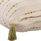 20" Beige And Green Striped Cotton Blend Throw Pillow Cover
