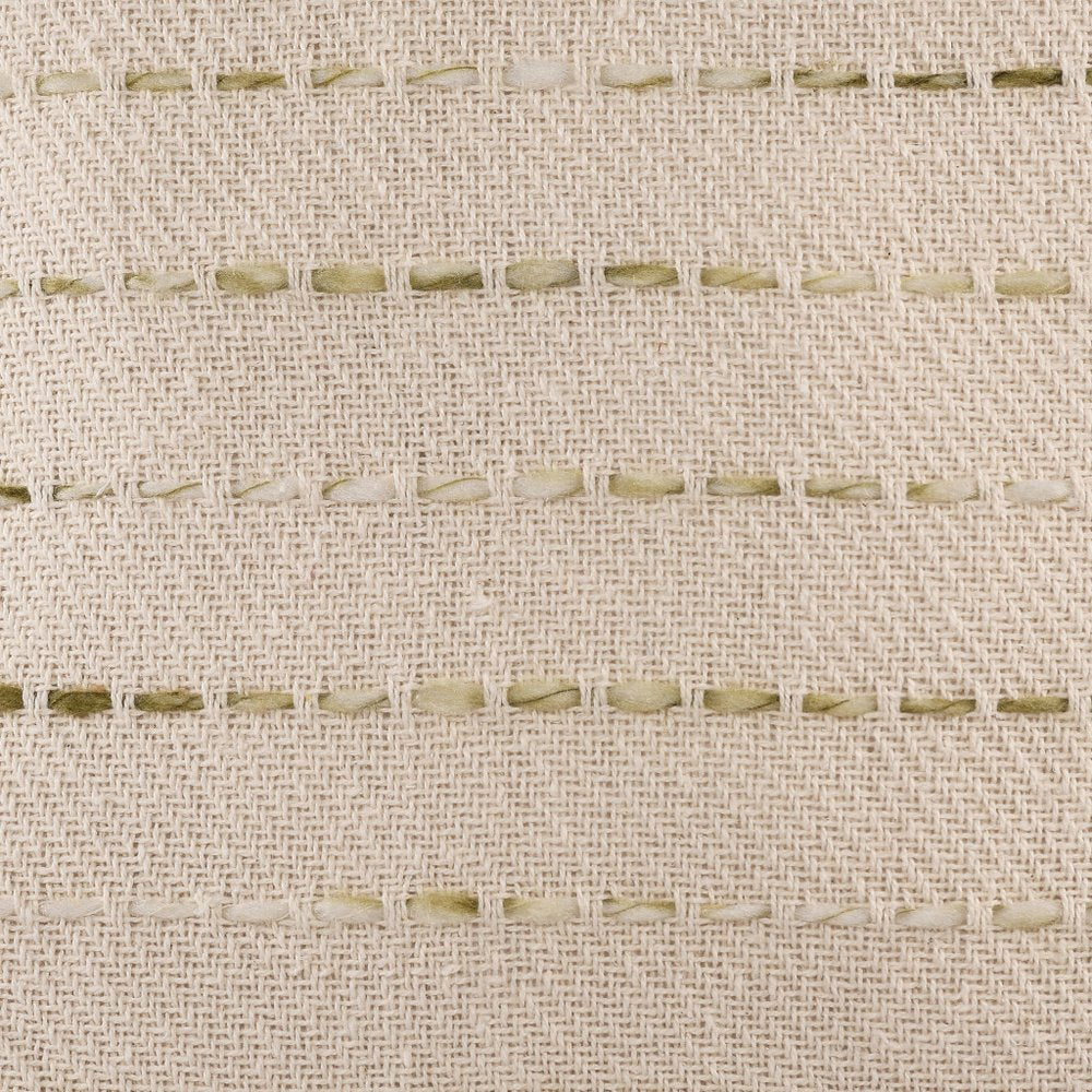 20" Beige And Green Striped Cotton Blend Throw Pillow Cover