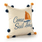 18" Blue And Orange Beach Nautical Throw Pillow Cover