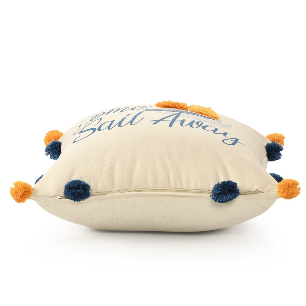 18" Blue And Orange Beach Nautical Throw Pillow Cover