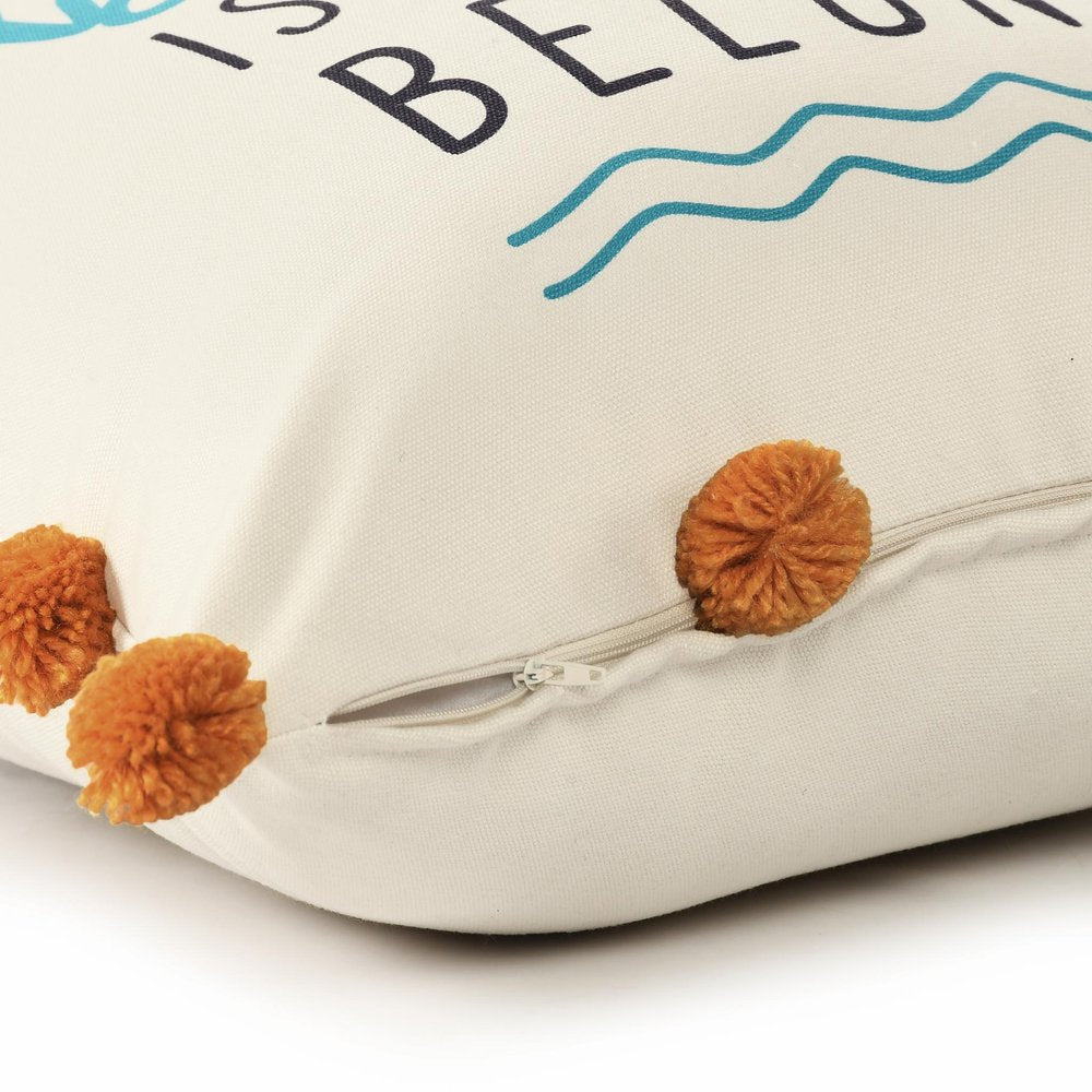 20" Beige And Orange The Beach Is Where I Belong Beach Throw Pillow Cover