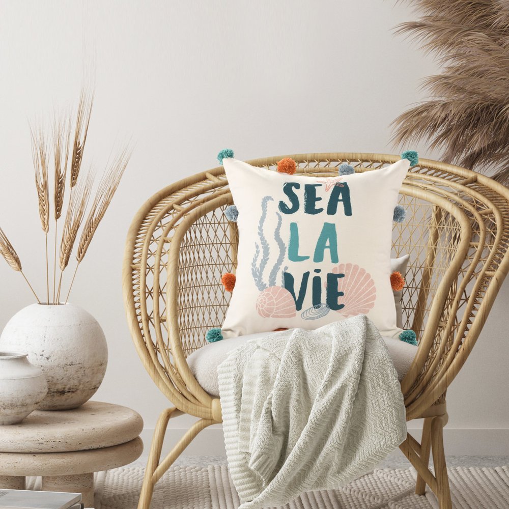 18" Green And Brown Beach Nautical Throw Pillow Cover