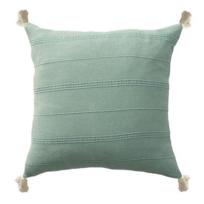 18" Green Cotton Throw Pillow Cover