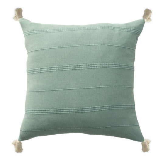 18" Green Cotton Throw Pillow Cover