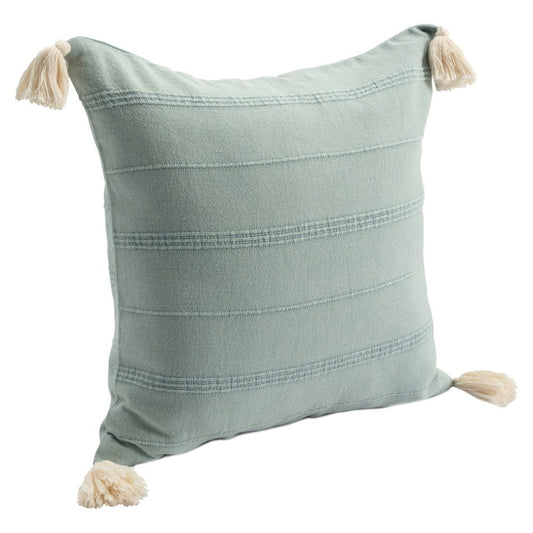 18" Green Cotton Throw Pillow Cover