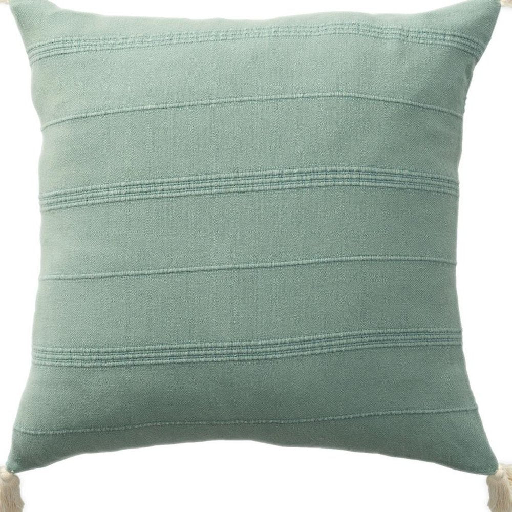 18" Green Cotton Throw Pillow Cover