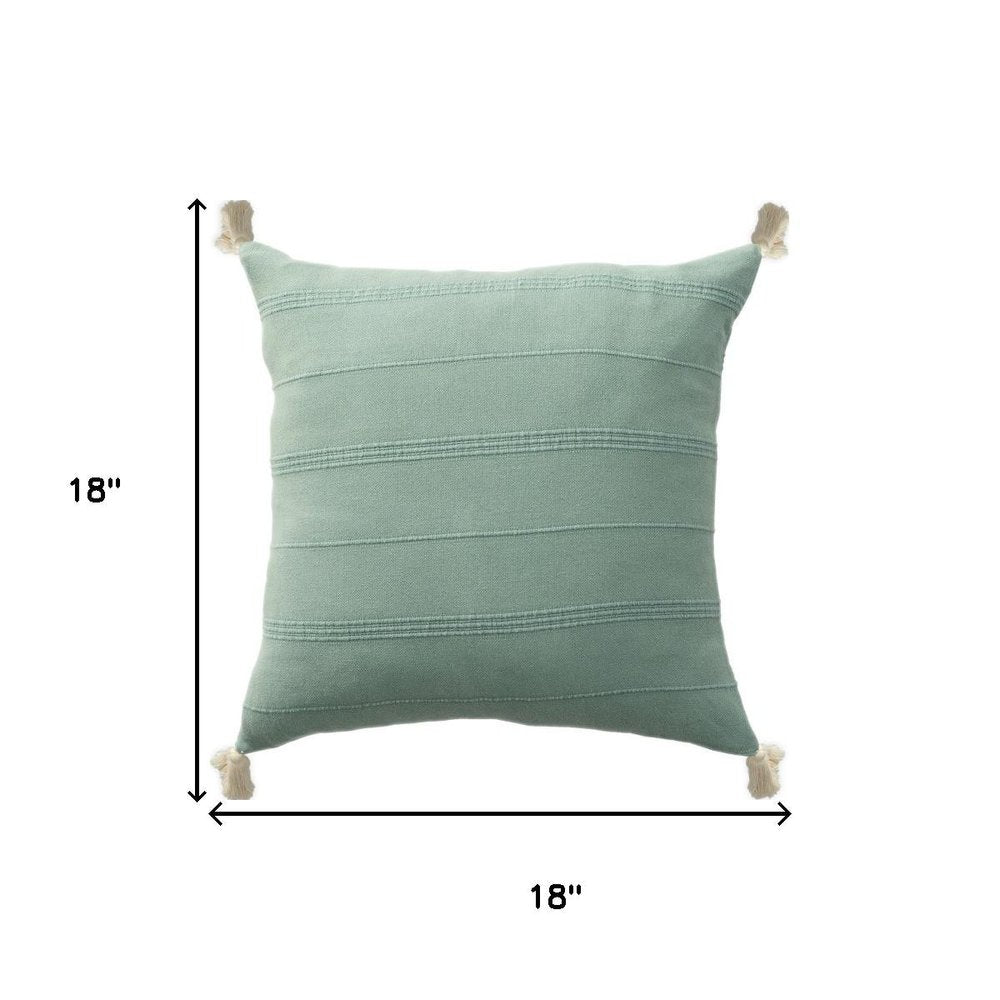 18" Green Cotton Throw Pillow Cover