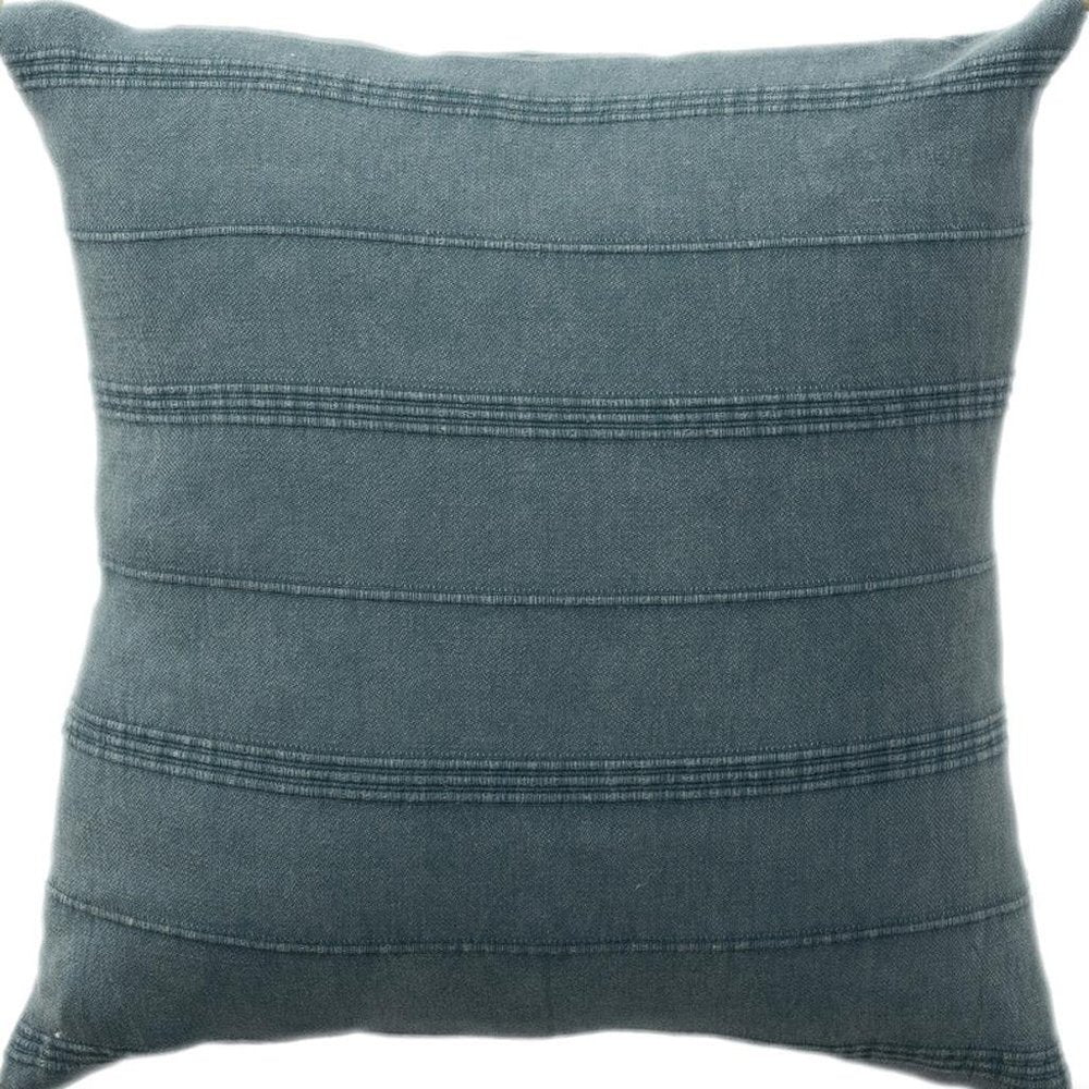 18" Gray And Blue Cotton Throw Pillow Cover