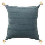 18" Gray And Blue Cotton Throw Pillow Cover