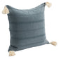 18" Gray And Blue Cotton Throw Pillow Cover
