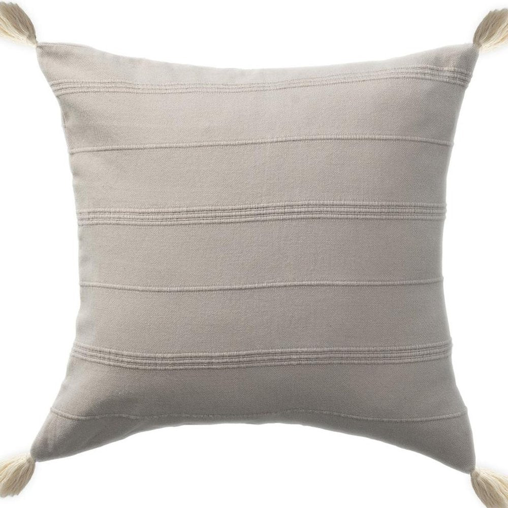 18" Beige Cotton Throw Pillow Cover