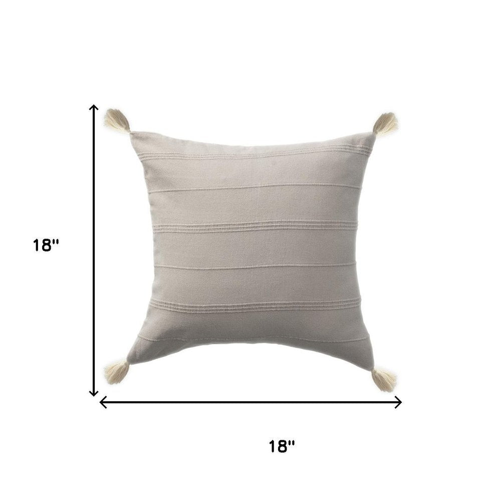 18" Beige Cotton Throw Pillow Cover