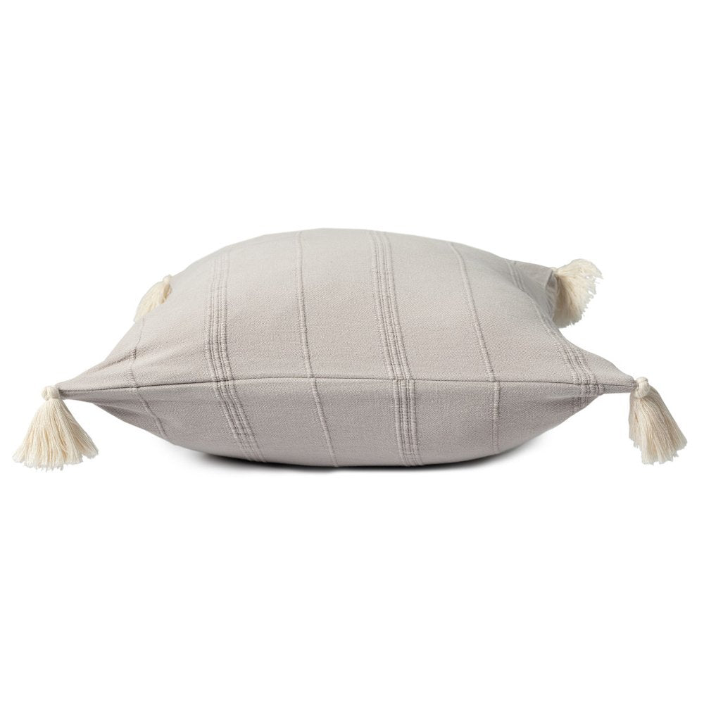 18" Beige Cotton Throw Pillow Cover