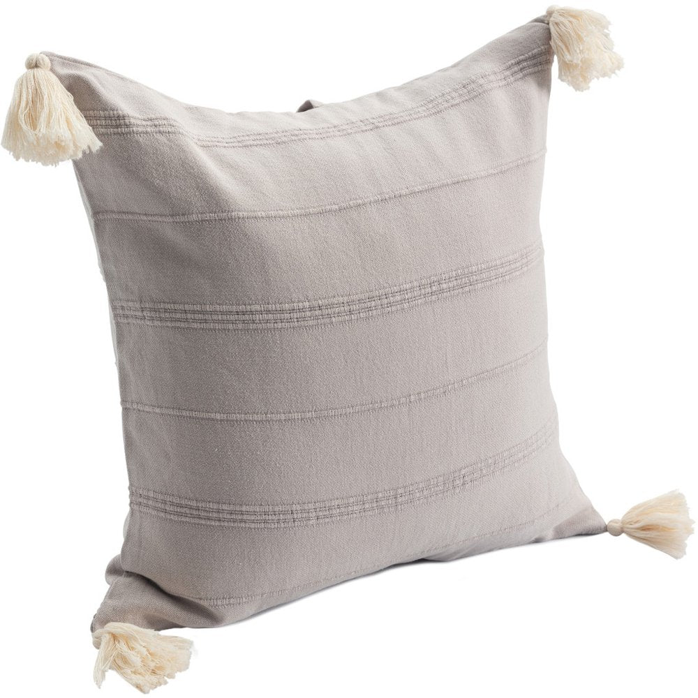 18" Beige Cotton Throw Pillow Cover