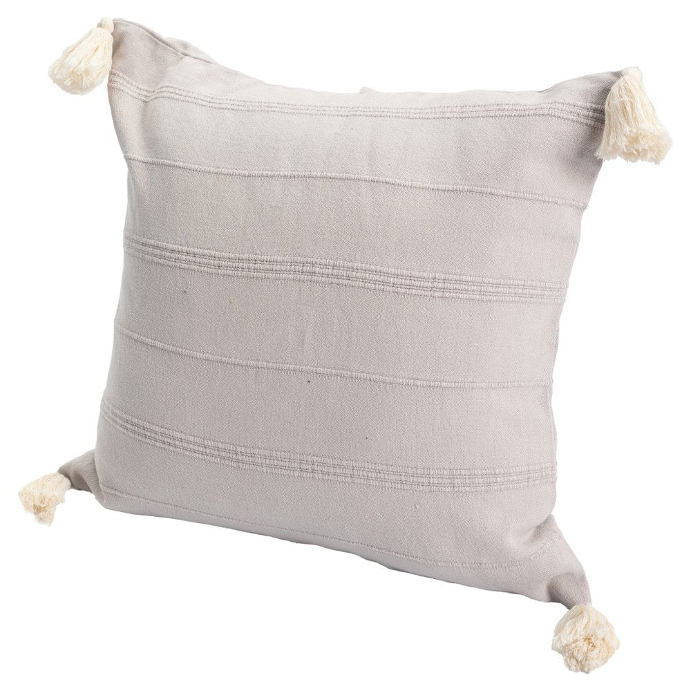 18" Beige Cotton Throw Pillow Cover