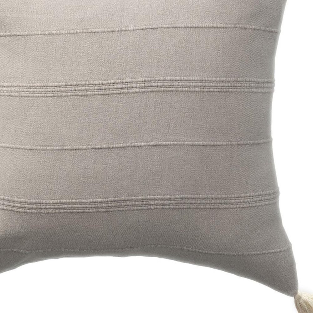 18" Beige Cotton Throw Pillow Cover