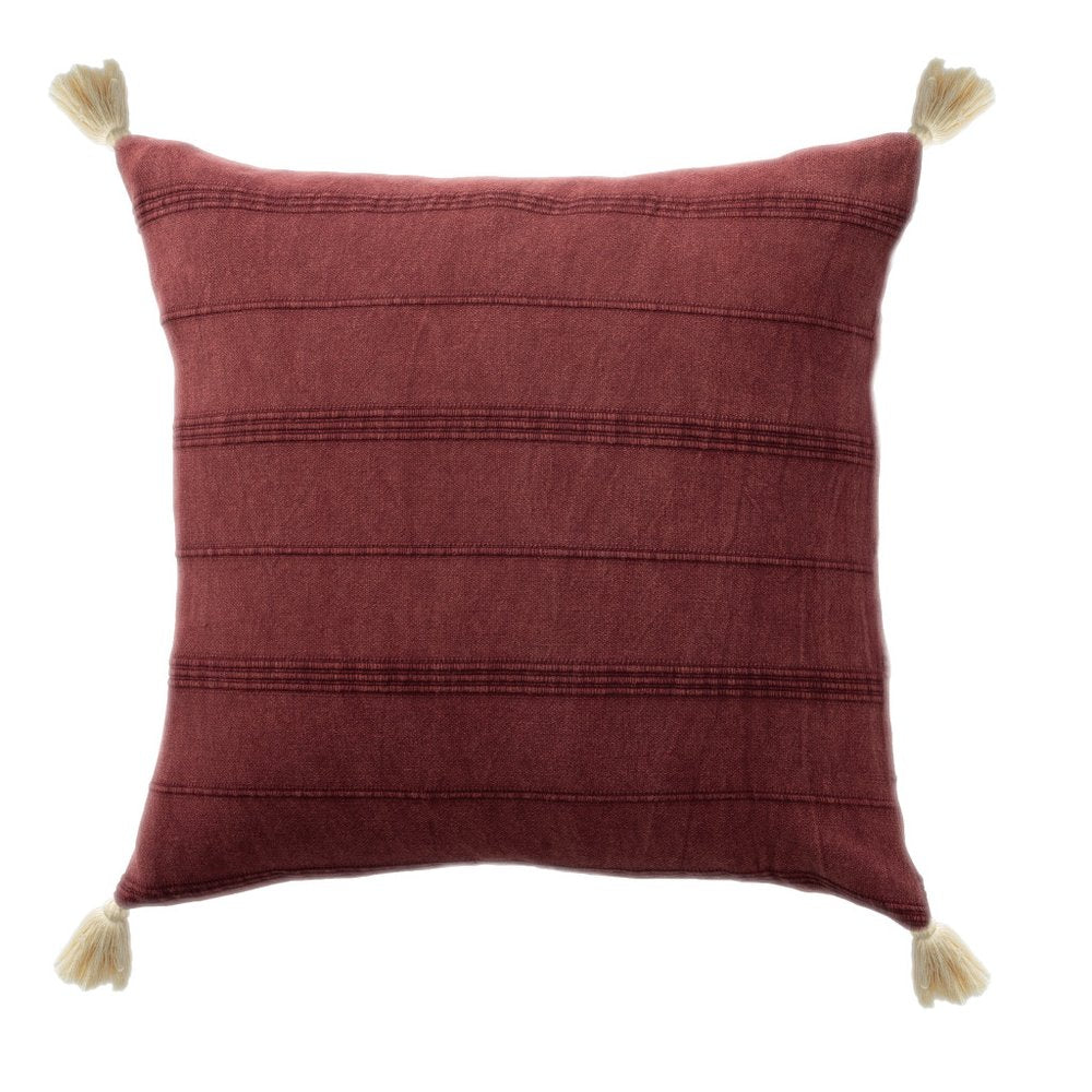 18" Red Cotton Throw Pillow Cover