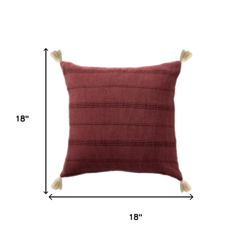 18" Red Cotton Throw Pillow Cover