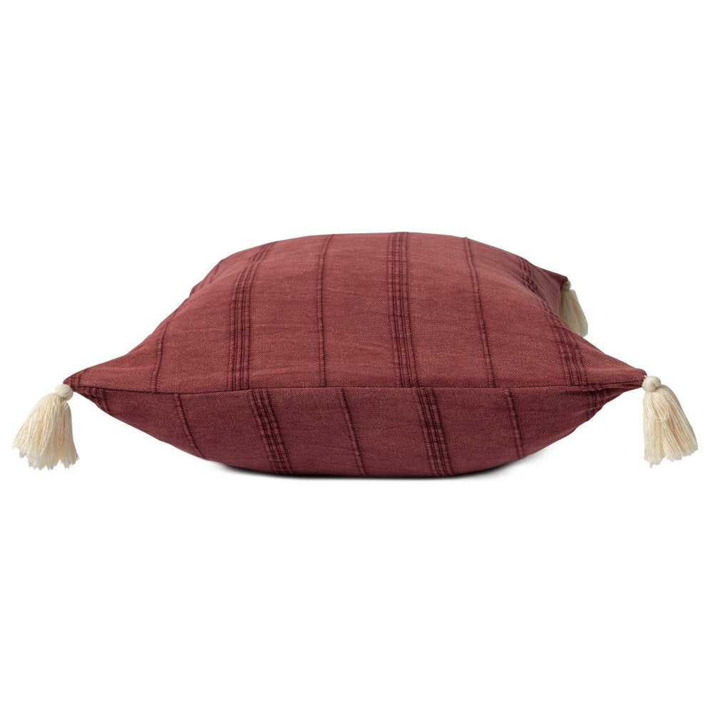 18" Red Cotton Throw Pillow Cover