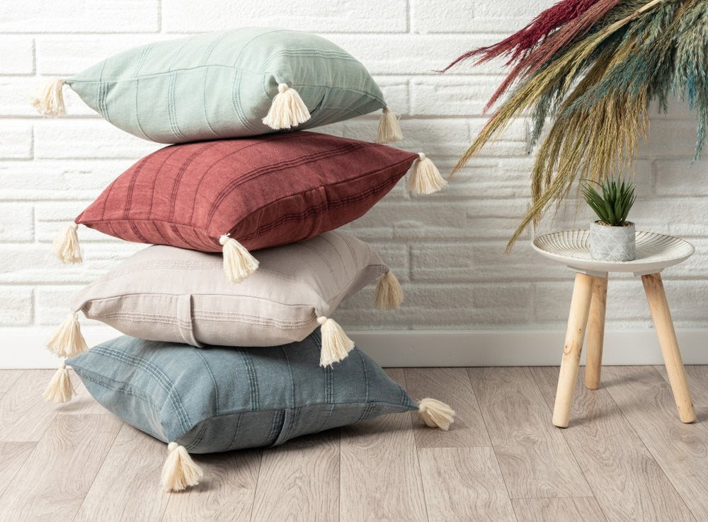 18" Red Cotton Throw Pillow Cover