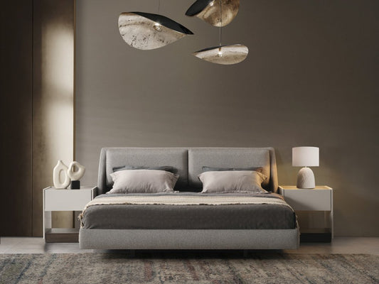 Gray Linen Upholstered Upholstered King Bed Frame