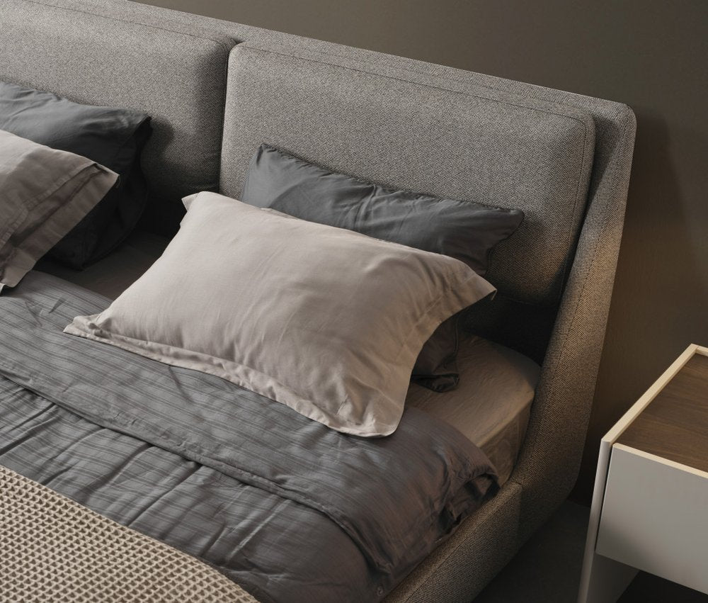 Gray Linen Upholstered Upholstered King Bed Frame