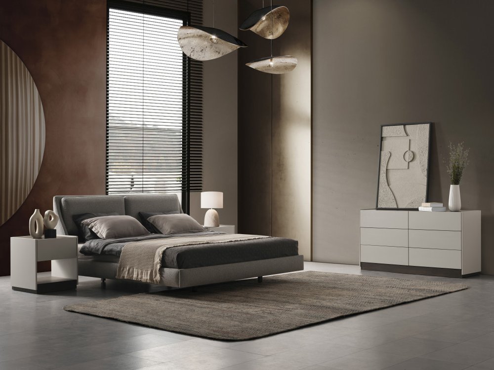 Gray Linen Upholstered Upholstered King Bed Frame