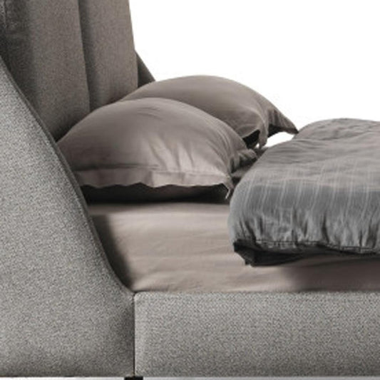 Gray Linen Upholstered King Bed Frame