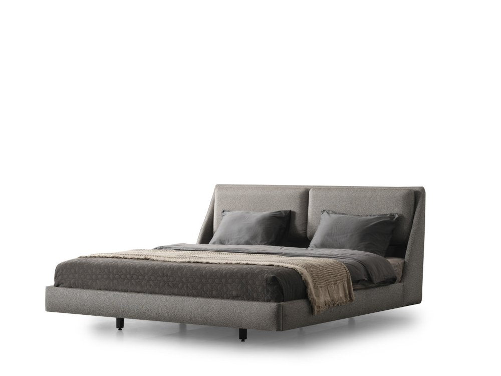 Gray Linen Upholstered Upholstered King Bed Frame