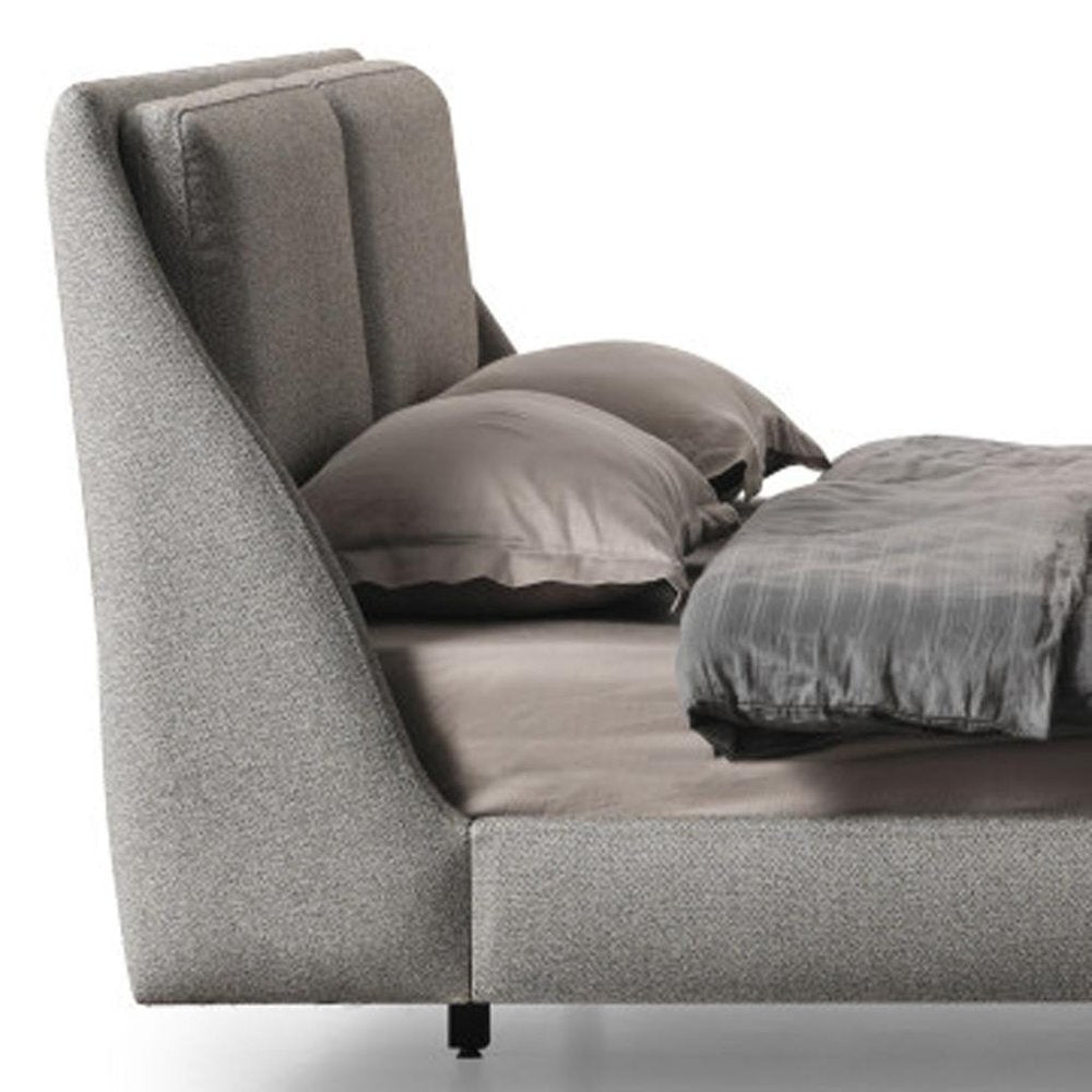 Gray Linen Upholstered Upholstered King Bed Frame