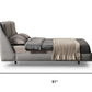 Gray Linen Upholstered Upholstered King Bed Frame