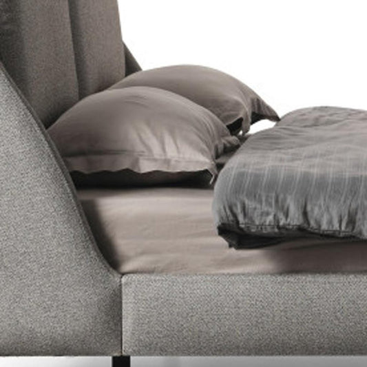 Gray Linen Upholstered Queen Bed Frame