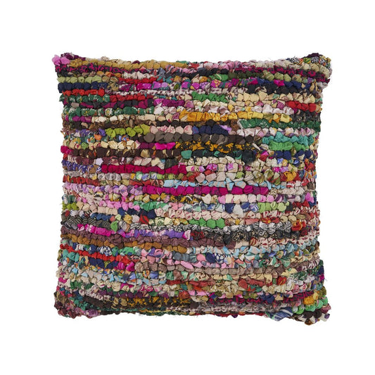 26" Rainbow Abstract Rag Floor Pillow Cover