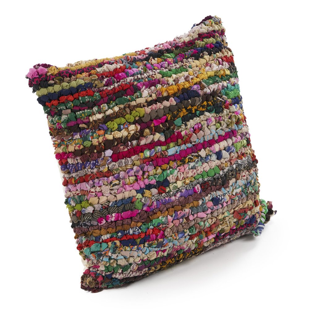 26" Brown And Rainbow Floor Abstract Rayon Throw Pillow Cover