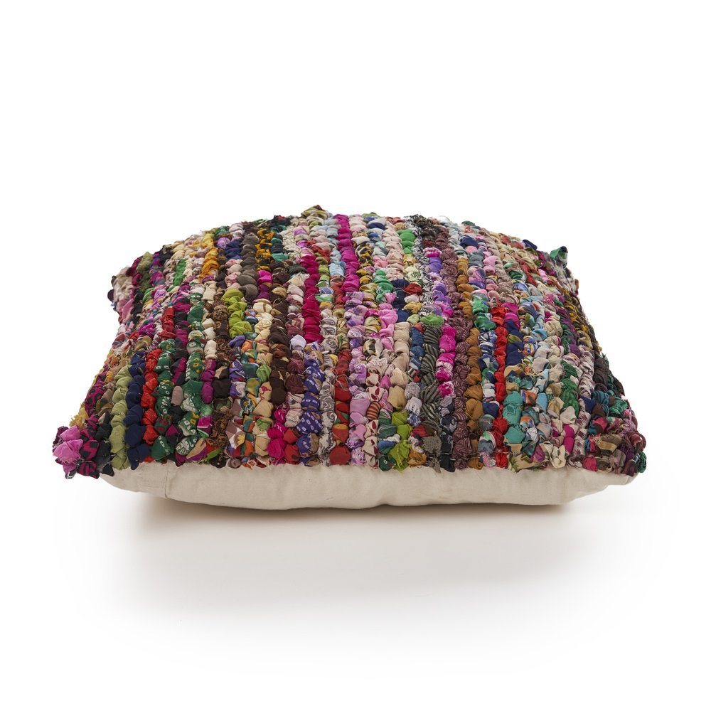 26" Red Pink And White Floor Abstract Rayon Throw Pillow Cover