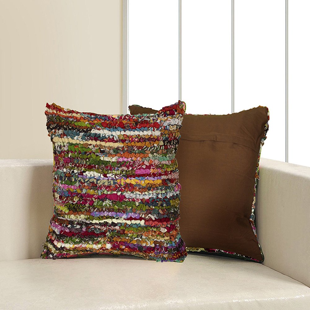 26" Red Pink And White Floor Abstract Rayon Throw Pillow Cover