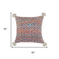 20" Red Blue And Natural Geometric Polyester Blend Throw Pillow Cover with Tassels