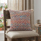 20" Red Blue And Natural Geometric Polyester Blend Throw Pillow Cover with Tassels