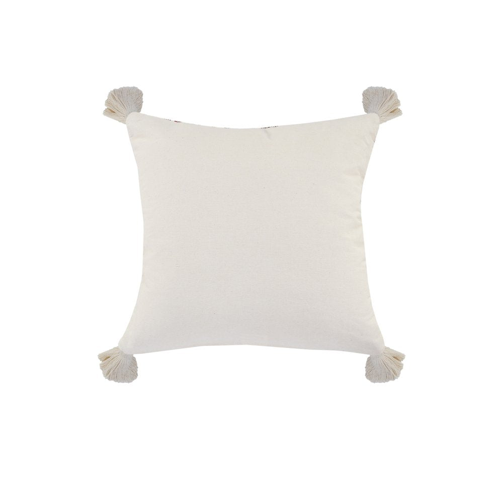 20" White Red And Blue Geometric Polyester Blend Throw Pillow Cover