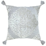 18" Silver And Gray Geometric Viscose Throw Pillow Cover