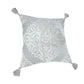 18" Silver And Gray Medallion Viscose Throw Pillow Cover with Tassels