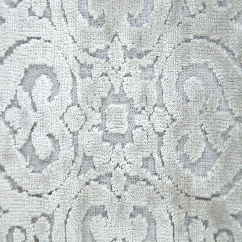 18" Silver And Gray Medallion Viscose Throw Pillow Cover with Tassels